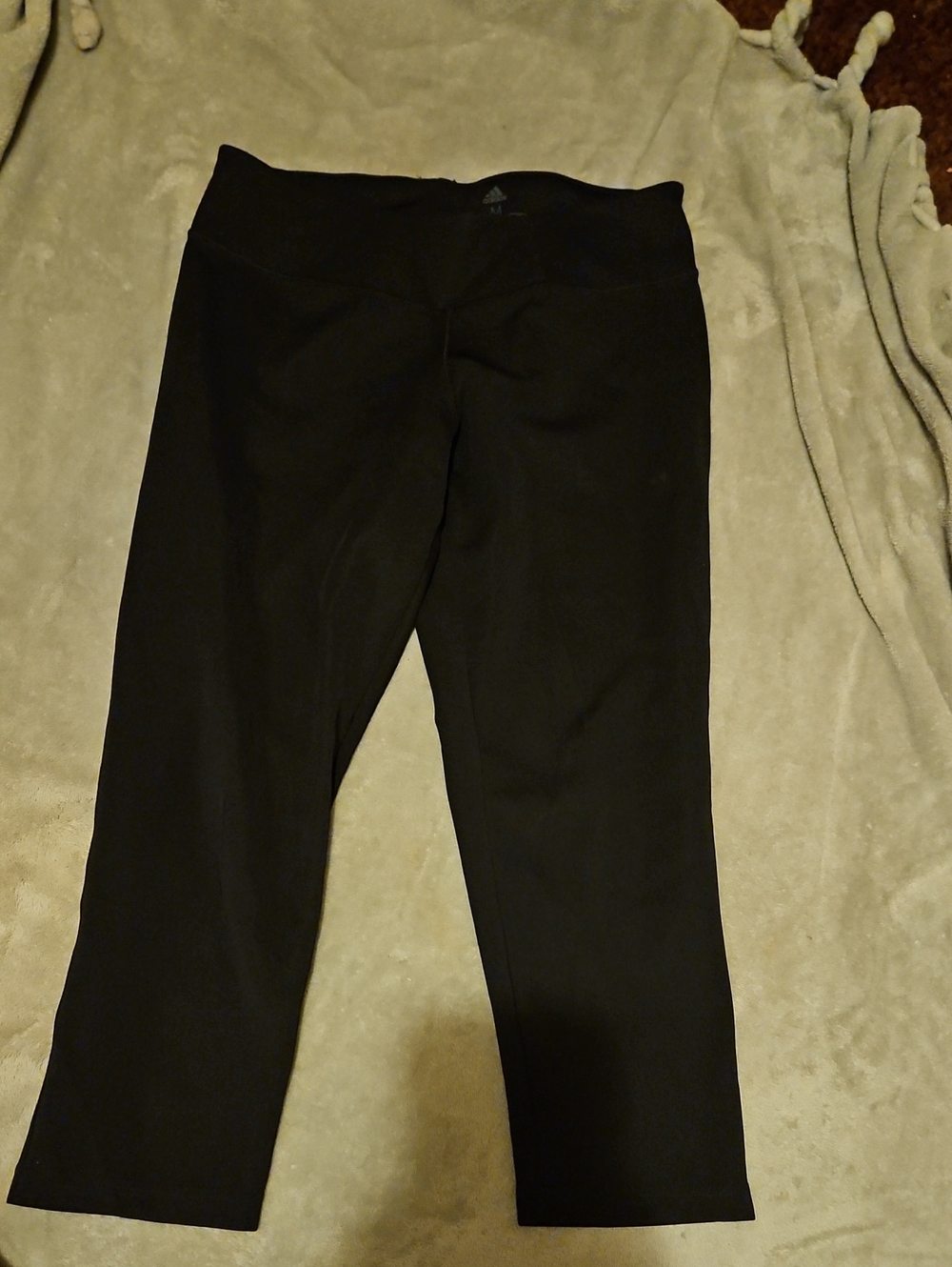 adidas Black Capri Athletic Pants with Wide Waistband